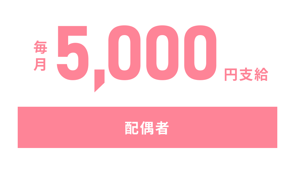 配偶者がいる方を対象に、毎月5,000円支給します。